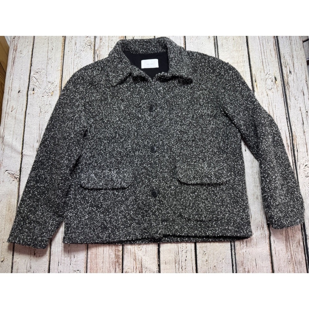 Oak + Fort Grey Black Marled Tweed Wool Blend Jacket‎ Button-Down Small Women's